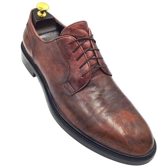 Italy Jo Ghost Men's size 11 Brown Leather Round Toe Oxford Dress shoes 44 - Picture 1 of 10